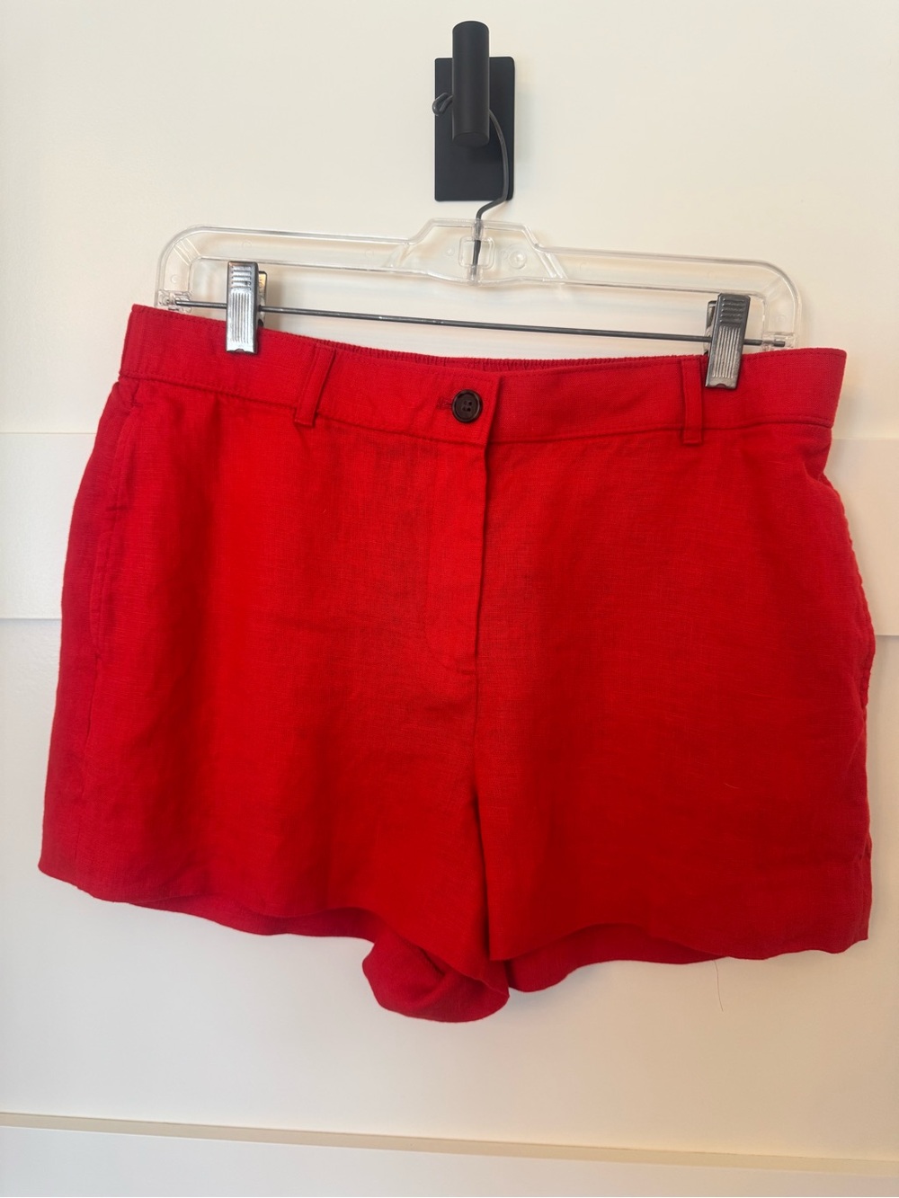 J. Crew Red Tailored Linen-Blend Shorts